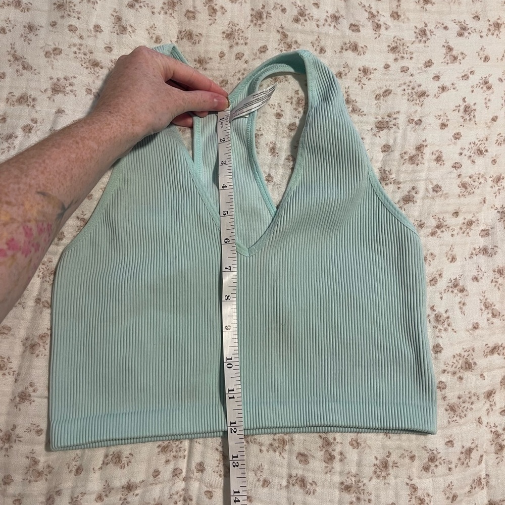 Mint Green Ribbed Women's Top - Picture 4 of 5